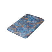 Tapis De Bain Grunge Damask Cobalt Blue Rust Orange (Angle)