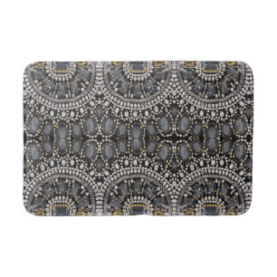 Tapis De Bain grunge steampunk art déco noir argent bohème