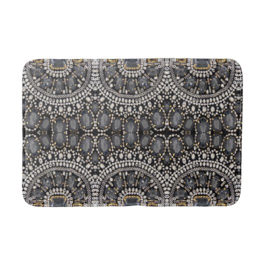 Tapis De Bain grunge steampunk art déco noir argent bohème (Devant)
