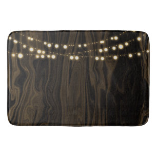 Tapis De Bain Guirlande lumineuse en bois brun rustique fantaisi