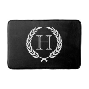 Tapis De Bain Guirlande noire et blanche de laurier