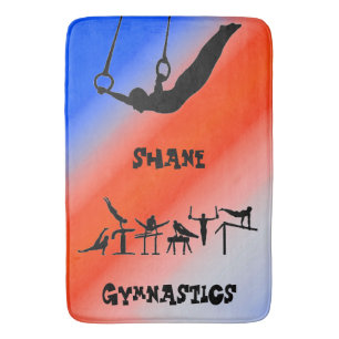 Tapis De Bain Gymnastique masculine aux anneaux Patriotique Roug