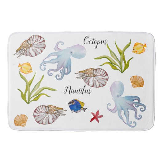 Tapis De Bain Habitants des fonds marins de l'aquarelle (Devant)