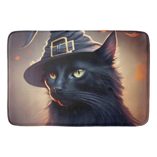 Tapis De Bain Halloween de chat noir (Devant)