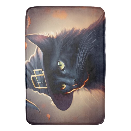 Tapis De Bain Halloween de chat noir (devant Vertical)