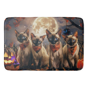 Tapis De Bain Halloween Éffrayant de chats de Siamese