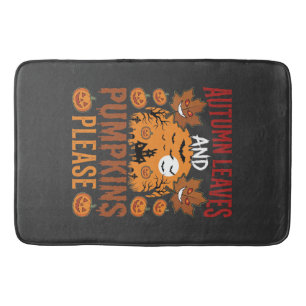 Tapis De Bain Halloween Feuilles d'Automne et Citrouilles Vecteu