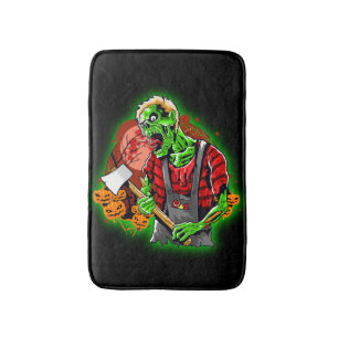 Tapis De Bain Halloween Funny Green Zombie Ax sur