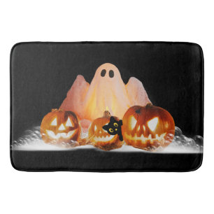 Tapis De Bain Halloween Ghost & Black Cat Bubles de salle de bai
