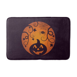 Tapis De Bain Halloween Jack-o'-lantern citrouille visage et ara