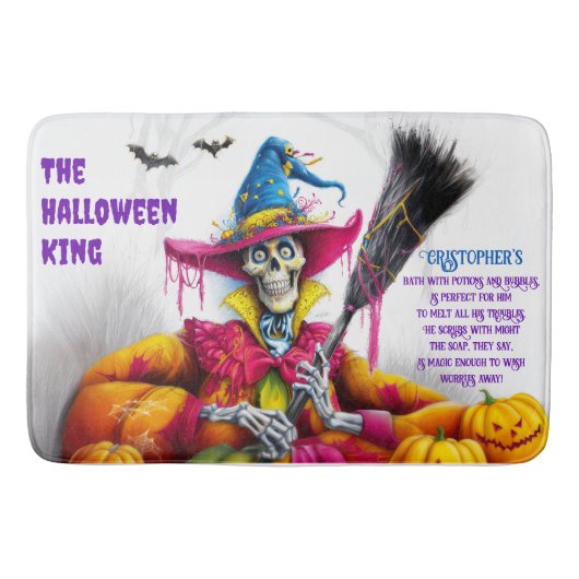 Tapis De Bain Halloween King squelette Éffrayant pour hommes (Devant)