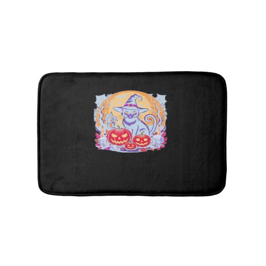 Tapis De Bain Halloween mignon Fantôme Citrouille Chat classique (Devant)