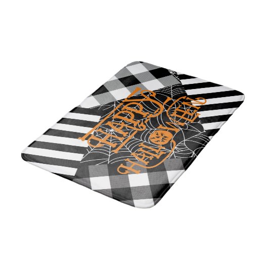 Tapis De Bain Halloween noir et blanc Spiderweb Patchwork (Angle)