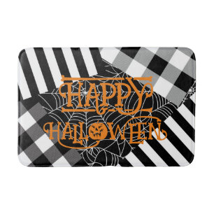 Tapis De Bain Halloween noir et blanc Spiderweb Patchwork
