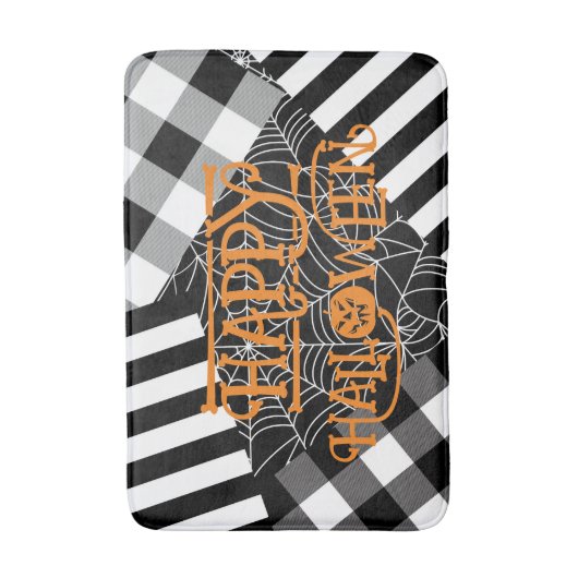 Tapis De Bain Halloween noir et blanc Spiderweb Patchwork (Devant (Vertical))