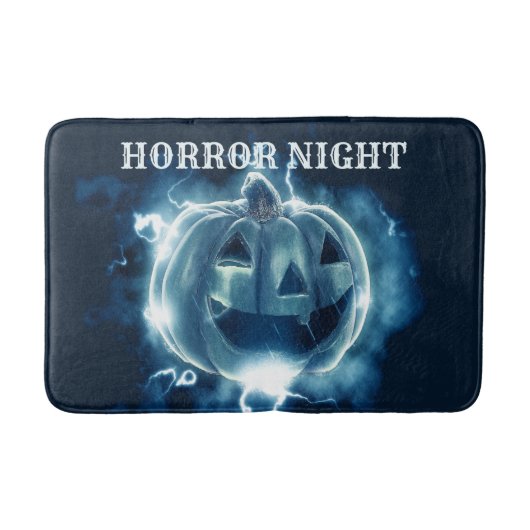 Tapis De Bain Halloween Parti mal bleu Citrouille Horreur (Devant)