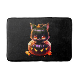 Tapis De Bain Halloween Party Chat noir Citrouille Horreur