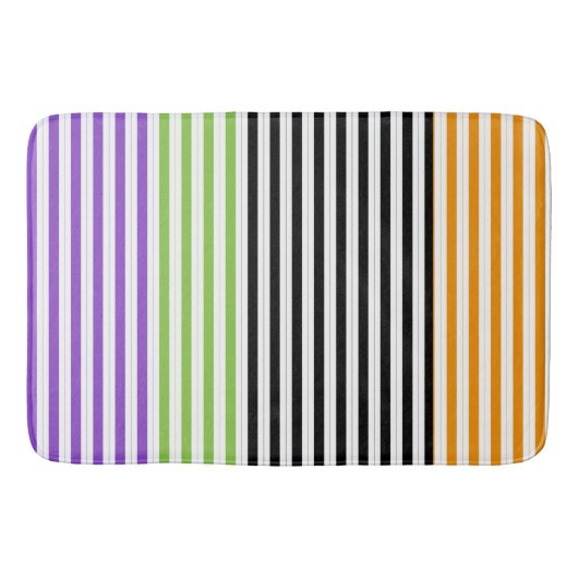 Tapis De Bain Halloween rayures violet vert noir orange (Devant)