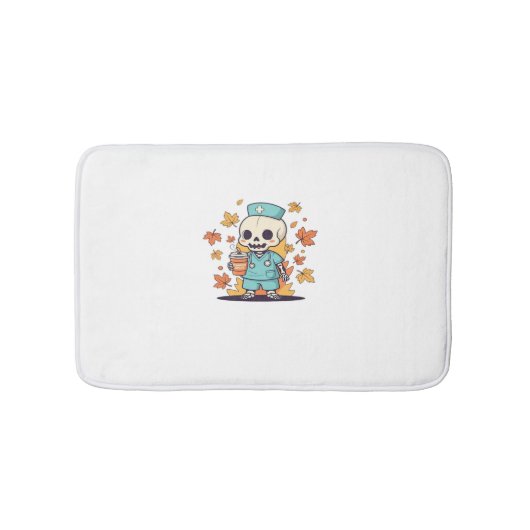 Tapis De Bain Halloween Skeleton Nurse Avec Café Classique T-Shi (Devant)
