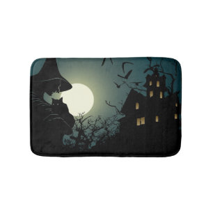 Tapis De Bain Halloween : sorcière et maison hantée