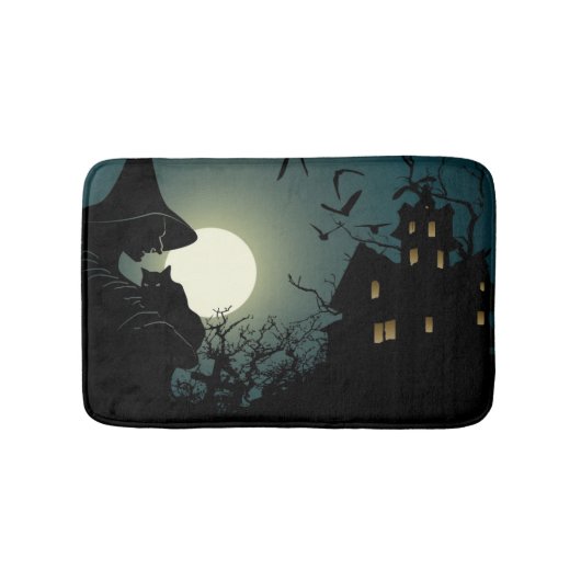 Tapis De Bain Halloween : sorcière et maison hantée (Devant)