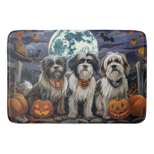 Tapis De Bain Halloween Tibétain Terrier Éffrayant (Devant)