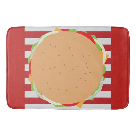 Tapis De Bain Hamburger cheeseburger mignon café rayé rec (Devant)