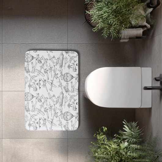 Tapis De Bain Hand drawn Airplanes Aviation Pilot Aviator Fun