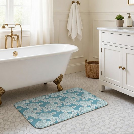 Tapis De Bain Hand Drawn Peony Floral 