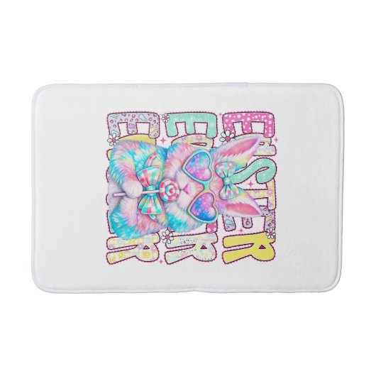 Tapis De Bain Happy Easter Bunny Coquette Bow Preppy Easter Day  (Devant)