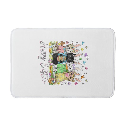 Tapis De Bain Happy Easter Cute Cat Lover Bunny Easter Day Women (Devant)