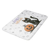 Tapis De Bain Happy Halloween chat et citrouille (Angle)