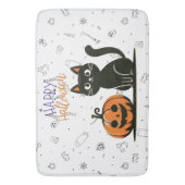 Tapis De Bain Happy Halloween chat et citrouille (devant Vertical)