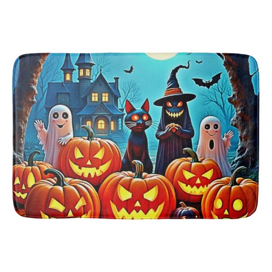 Tapis De Bain Haunted Halloween conception de nuit (Devant)