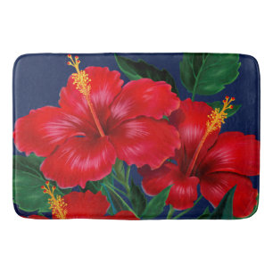 Tapis De Bain Hawaïen tropical de ketmie de paradis