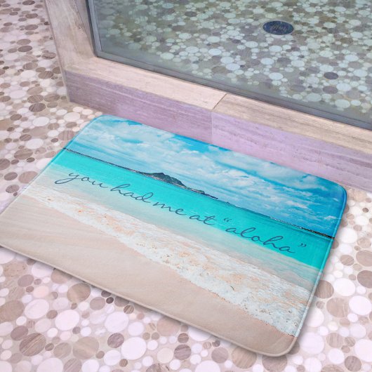 Tapis De Bain Hawaii Aloha Citation Turquoise Tropical Beach Pho
