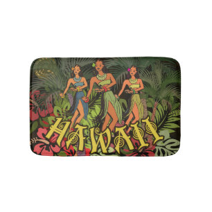 Tapis De Bain Hawaii Aloha Palm Hula Art Design