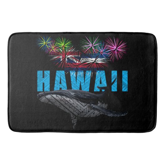 TAPIS DE BAIN HAWAII NYE TRIBAL POLYNÉSIEN HUMPBACK FEU (Devant)