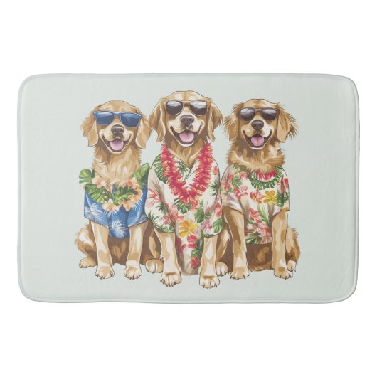 Tapis De Bain Hawaiian Golden Retriever Dogs Flower Lei (Devant)