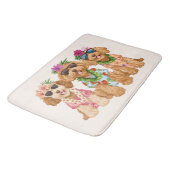 Tapis De Bain Hawaiian Goldendoodle Dogs Flower Lei (Angle)