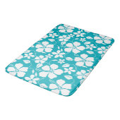 TAPIS DE BAIN HAWAIIAN HULA (HIBISCUS) TURQUOISE (Angle)