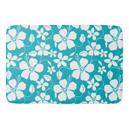 TAPIS DE BAIN HAWAIIAN HULA (HIBISCUS) TURQUOISE (Devant)