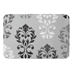 Tapis De Bain Heart Damask Art I Black Grays Blanc