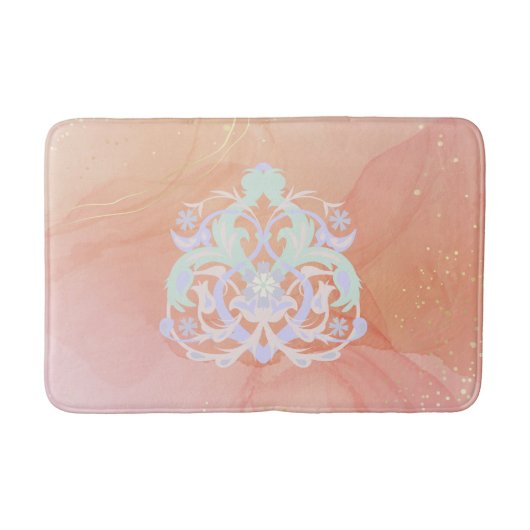 Tapis De Bain Heart Garden – Blue & Green Floral Design (Devant)