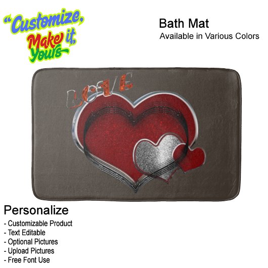 Tapis De Bain Heart Magic Love Bath Mat with a Brown Background
