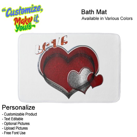 Tapis De Bain Heart Magic Love Bath Mat with a White Background
