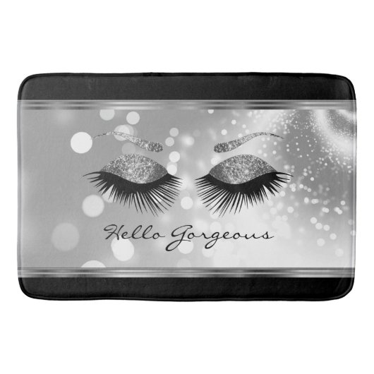 Tapis De Bain Hello Gorgeous - Beaux cils avec Argent (Devant)