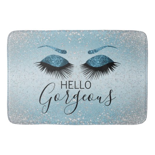 Tapis De Bain Hello Gorgeous - Eyelashes Glamourde - Bleu (Devant)