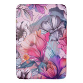 Tapis De Bain Hello Spring Happiness Time, aquarelle florale (devant Vertical)