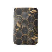 Tapis De Bain Hexagon de marbre, Texture Feuille d'or. (Devant (Vertical))